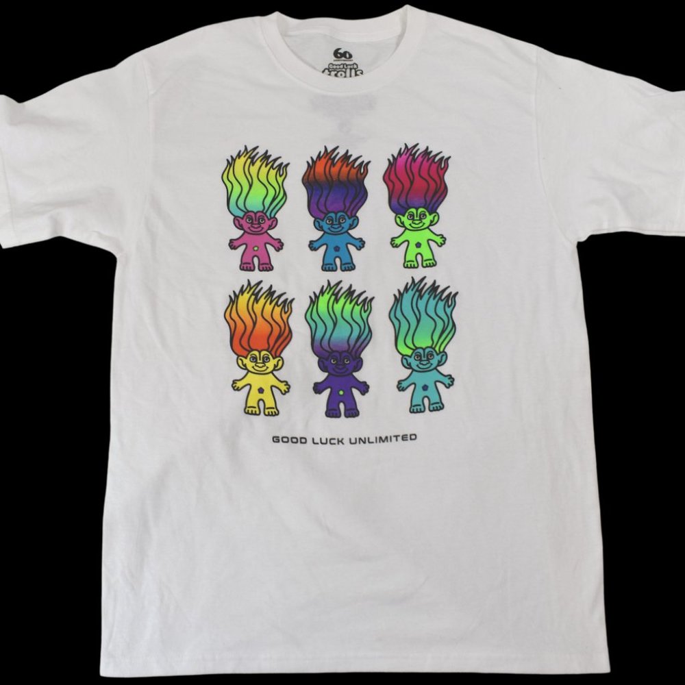 Good Luck Trolls Mens Good Luck Unlimited White Shirt New